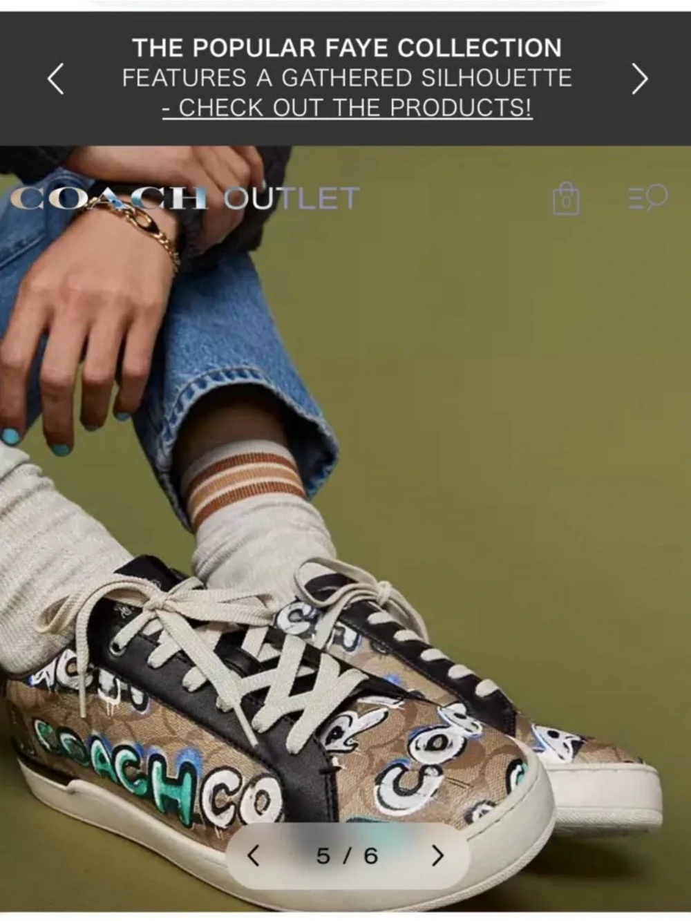 Coach Brown Graphic Canvas Sneakers with Cream Laces - Picture 5 of 5